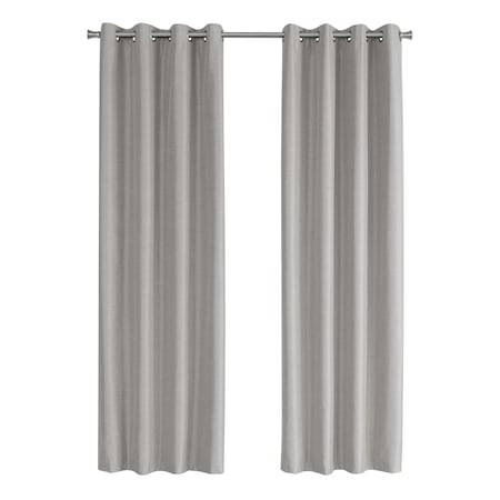Monarch Specialties Curtain Panel Set, 54"W X 95"L, Grommet, Bedroom, Kitchen, Thermal Insulation, Grey, PK2 I 9836